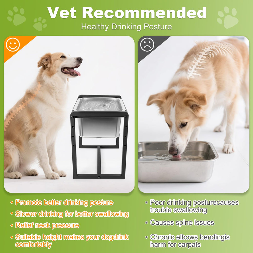 Generic stainless steel bowls in the stand for easy cleaning and rust resistance.