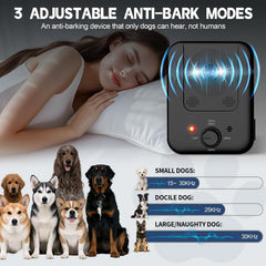 Generic anti-barking-device cycles three dog specific frequencies for effective deterrence