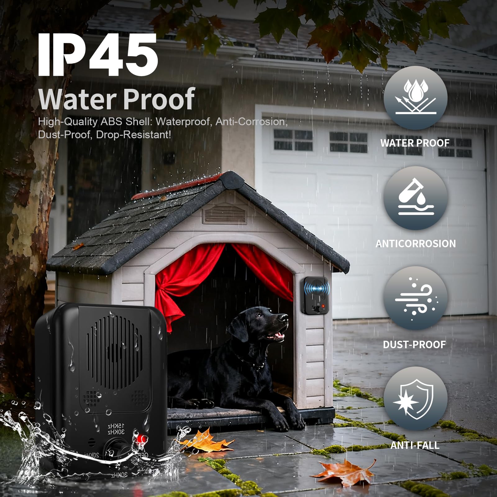 Generic anti-barking-device wall mount setup shows easy installation options