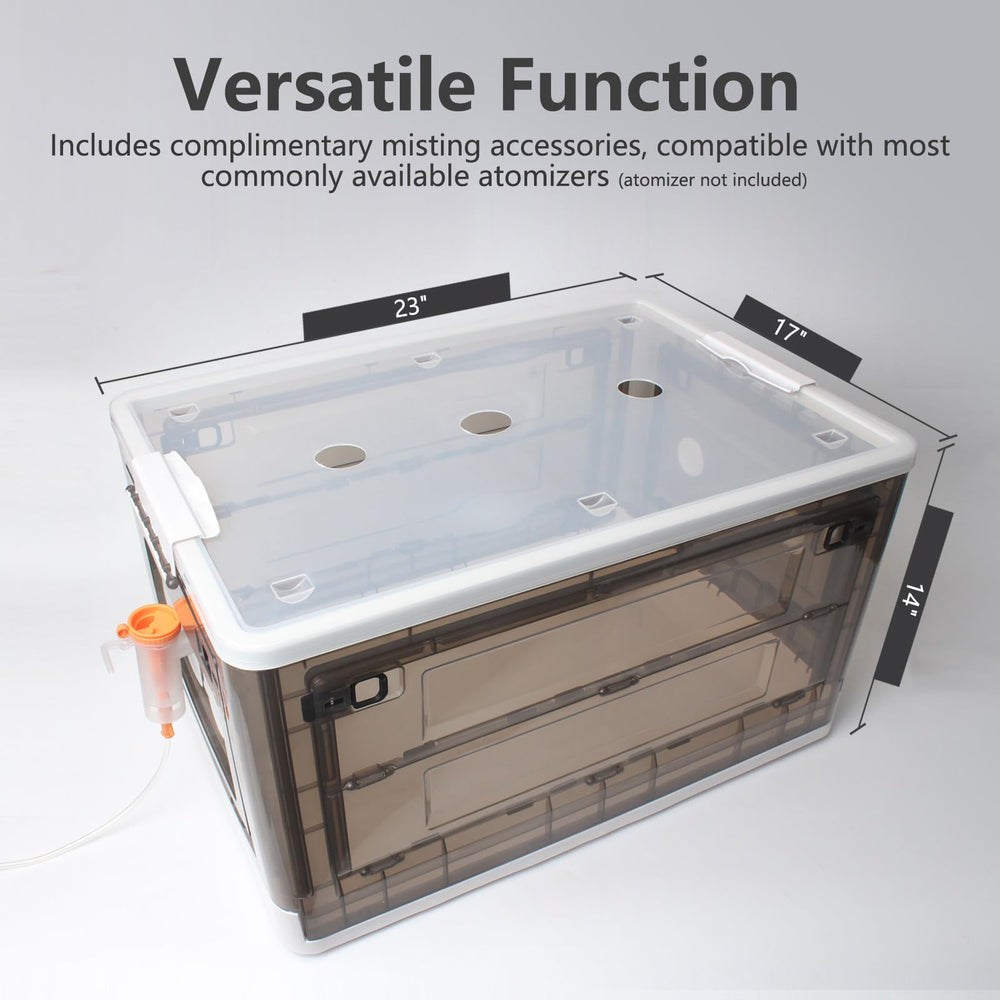 Geniprem incubator side port with nebulizer attachment ready for controlled oxygen.