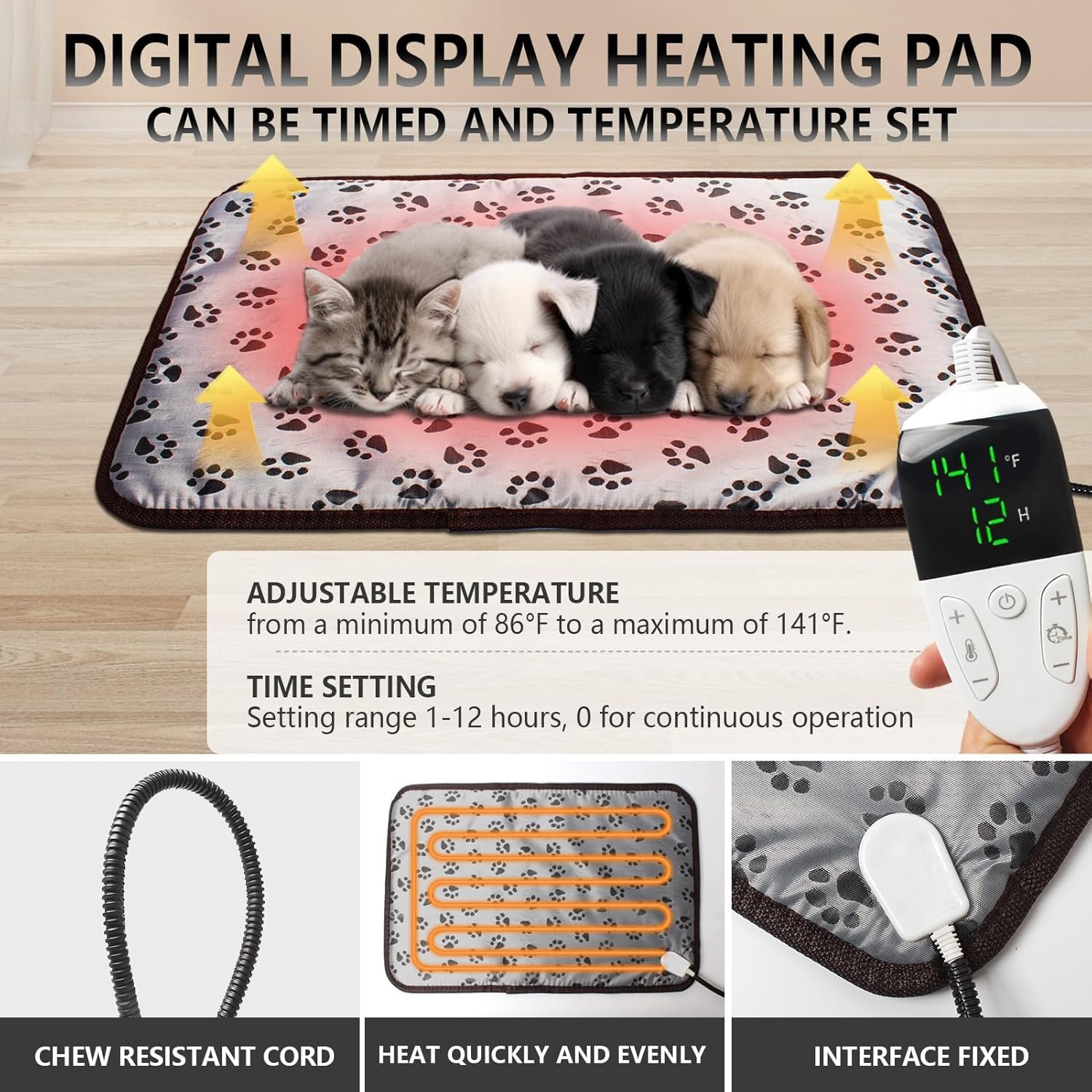 Geniprem Puppy Incubator 3-speed fan enhances airflow to prevent stuffiness.