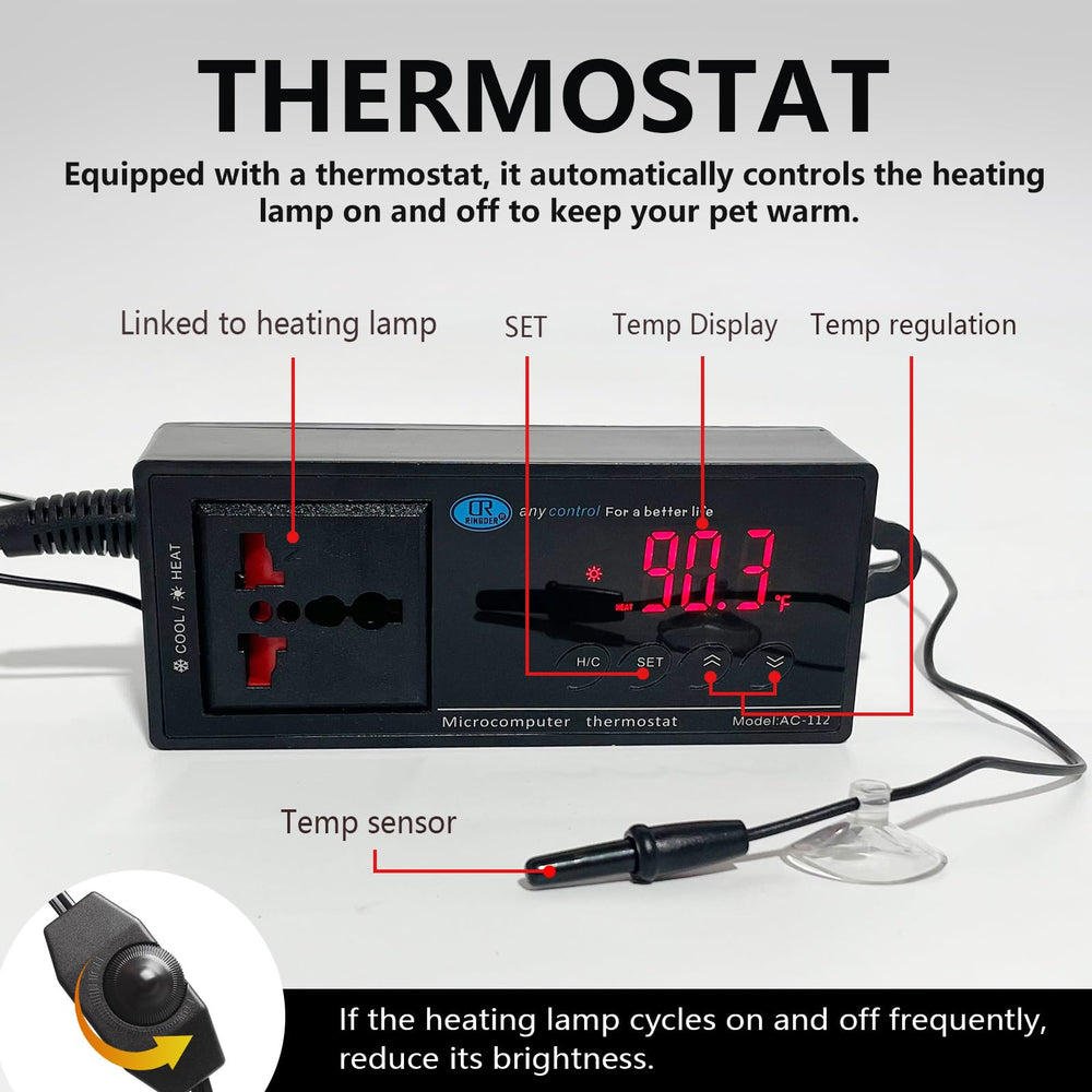 Geniprem Puppy Incubator heating lamp and pad provide adjustable warmth for comfort.