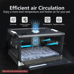 Geniprem Puppy Incubator thermostat control enables safe, customizable heat levels.