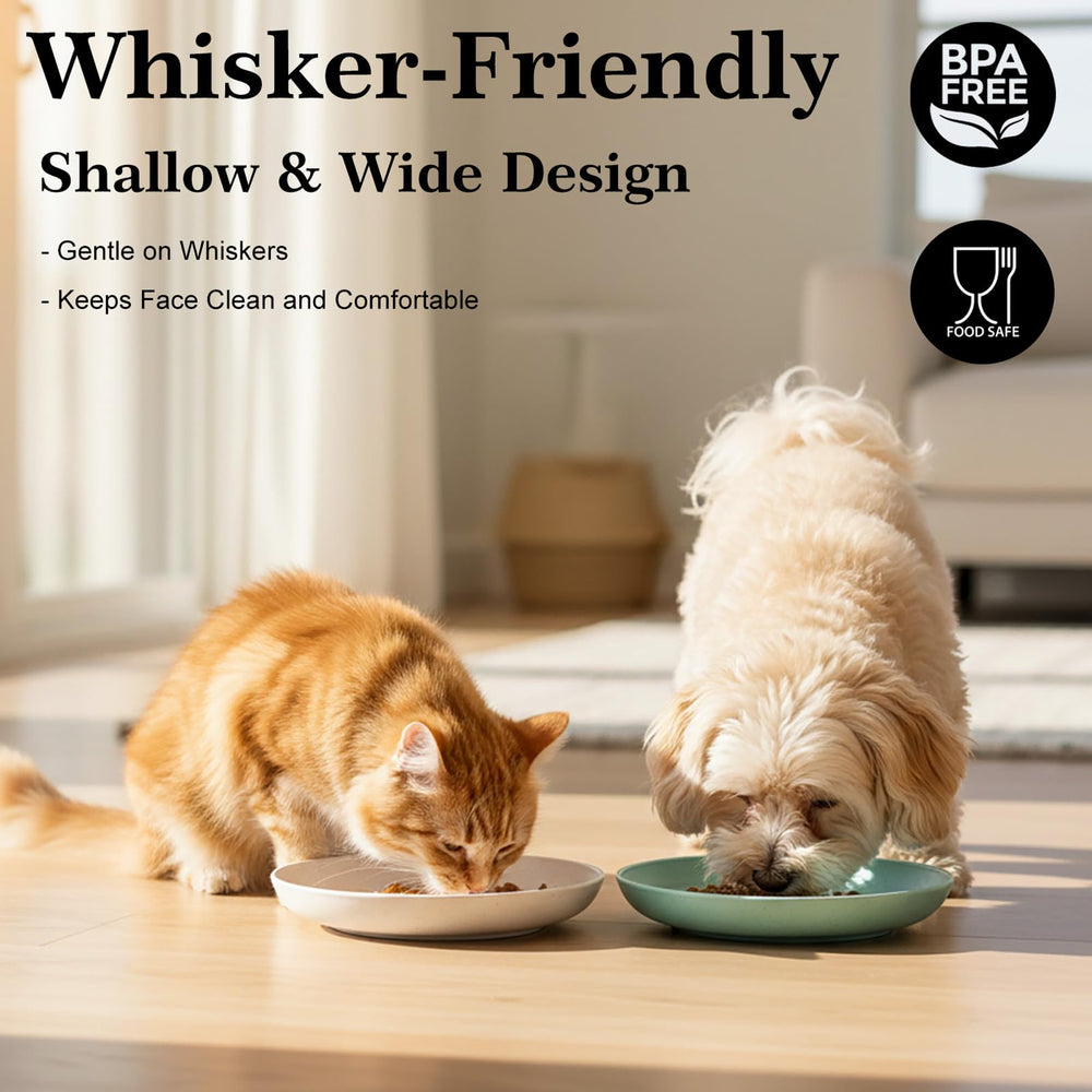 GENLGE cat bowls lightweight and unbreakable for easy indoors/outdoors feeding.