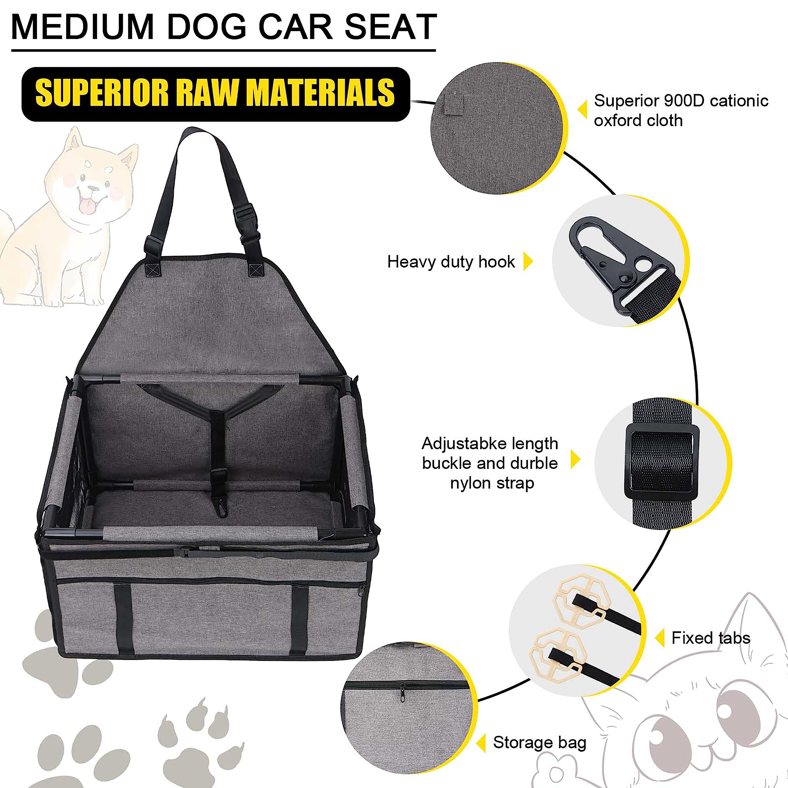 GENORTH dog car seat mesh window highlights breathable comfort and pet visibility.