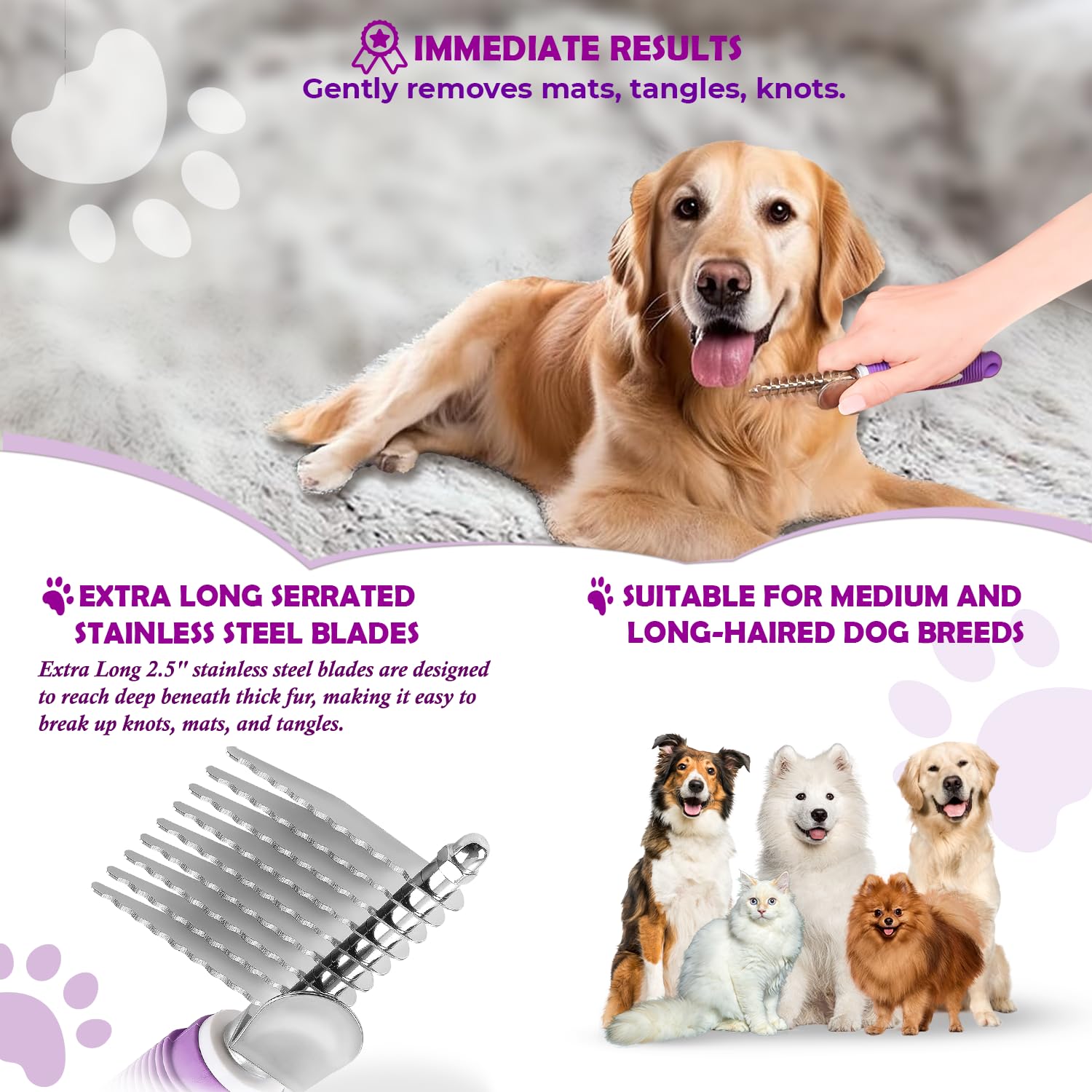 GENPEPADO stainless-steel teeth provide durable, easy-clean grooming performance
