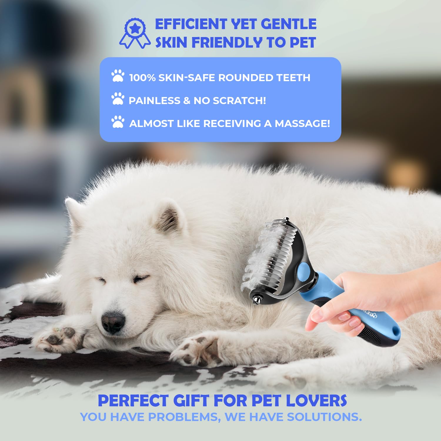 GENPEPADO ergonomic TPR handle offers comfortable, non-slip grooming sessions.