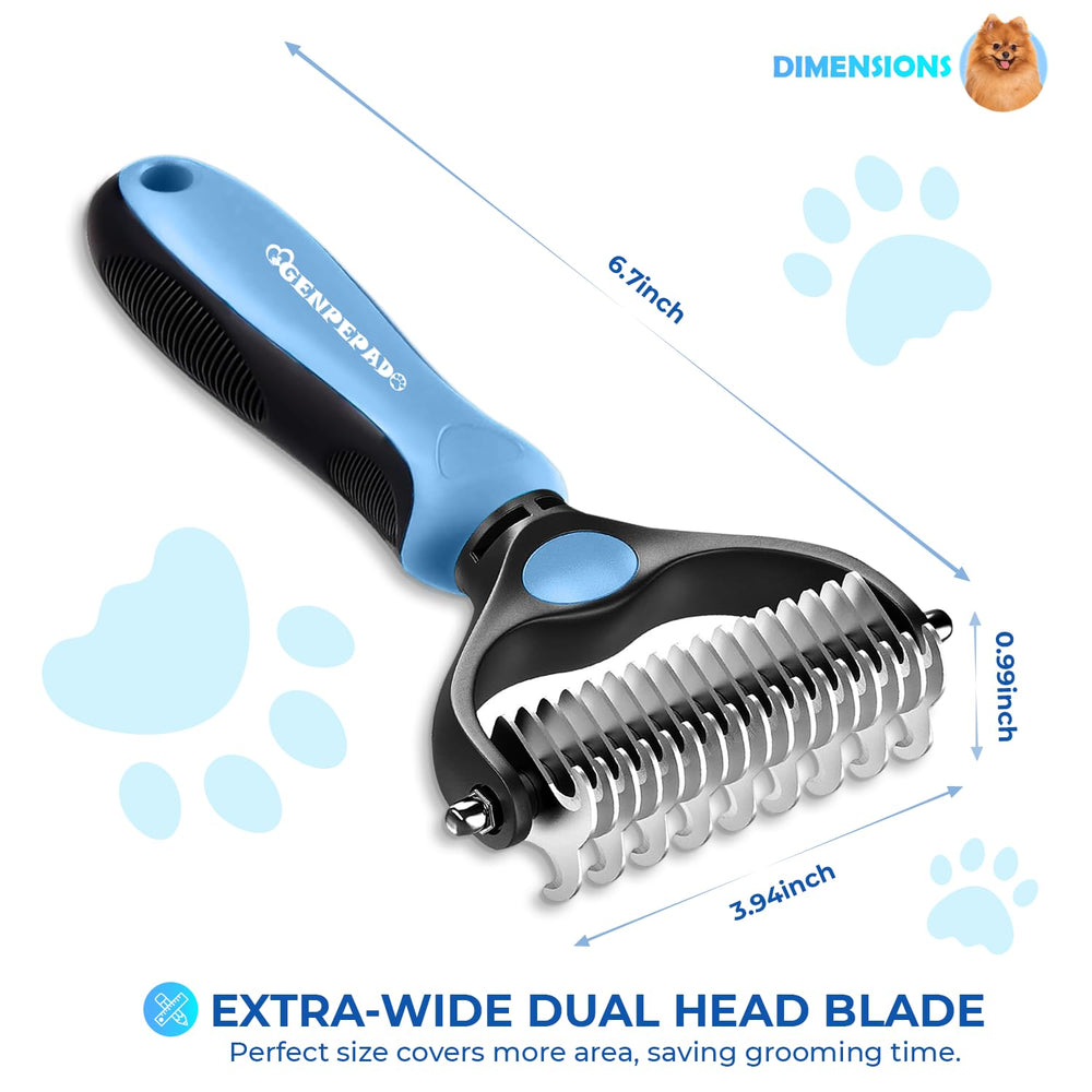 GENPEPADO seventeen-teeth side for deshedding and thinning in long-haired pets.