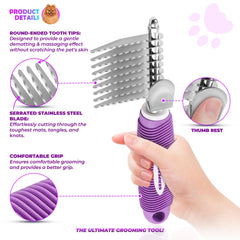 GENPEPADO undercoat rake with skin-friendly rounded tips for gentle brushing