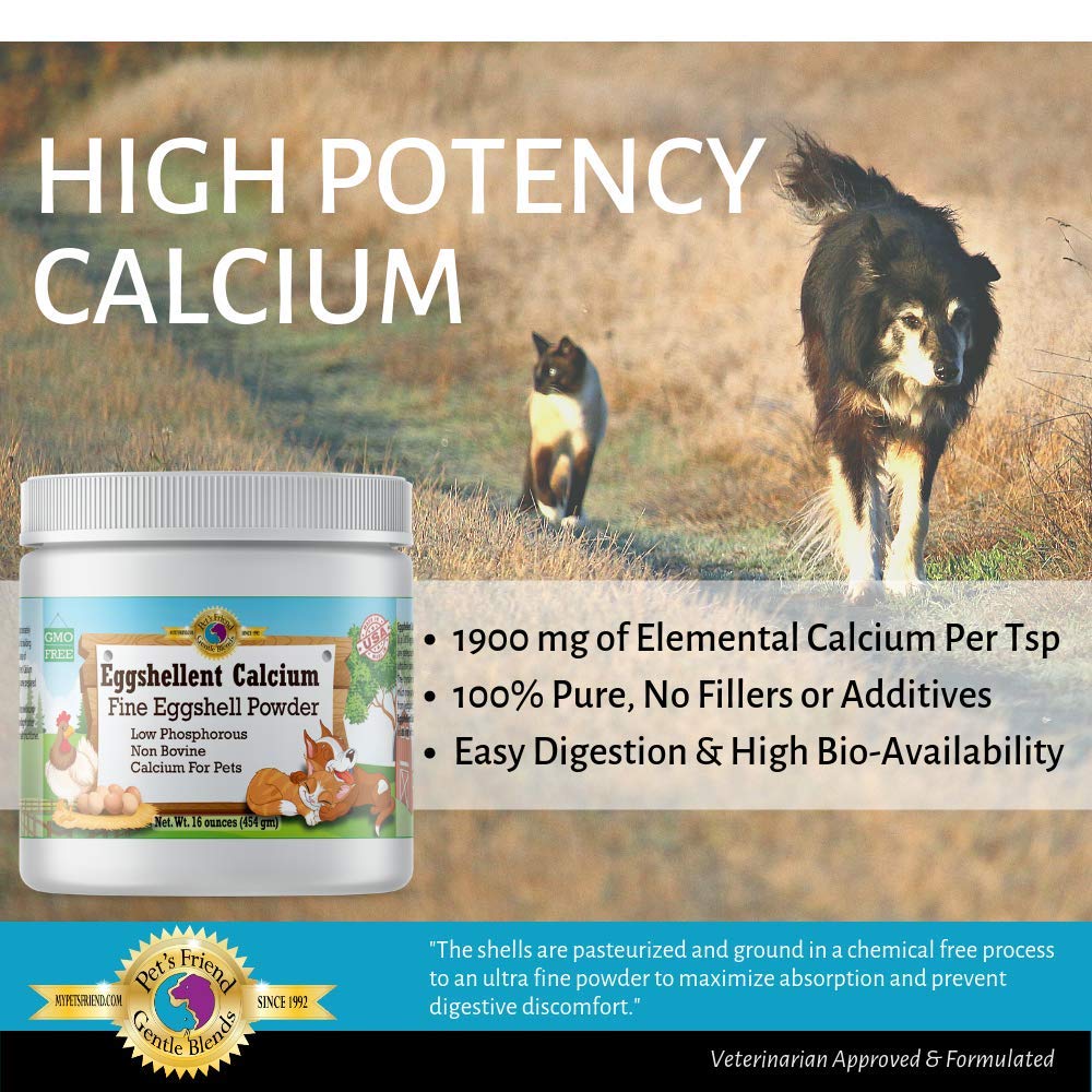 Gentle Blends Pet's Friend eggshellent calcium supports healthy bones and teeth
