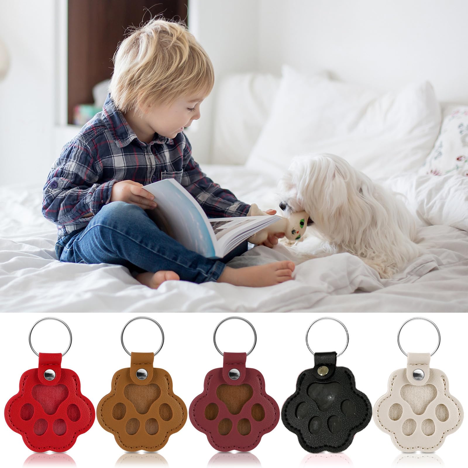 Genuine leather paw charm adds sentimental, durable detail.