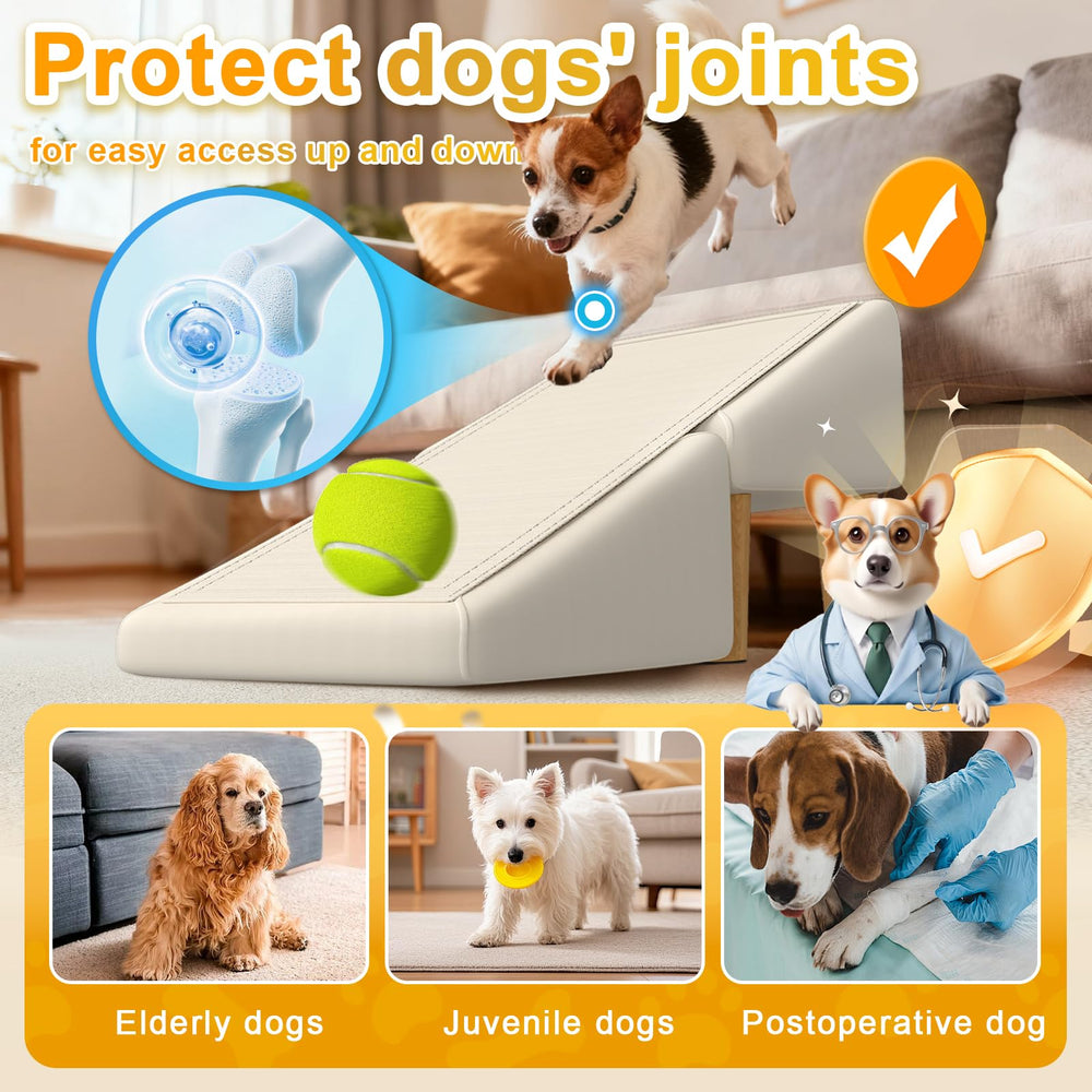 GenxQian dog ramp solid wood frame offers sturdy, wobble-free support.