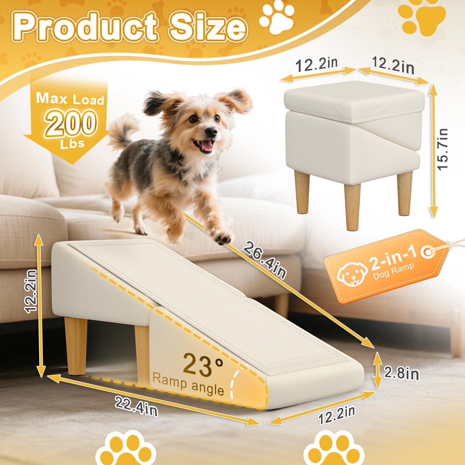 GenxQian dog ramp unfolded at 23-degree incline for easy climbs.