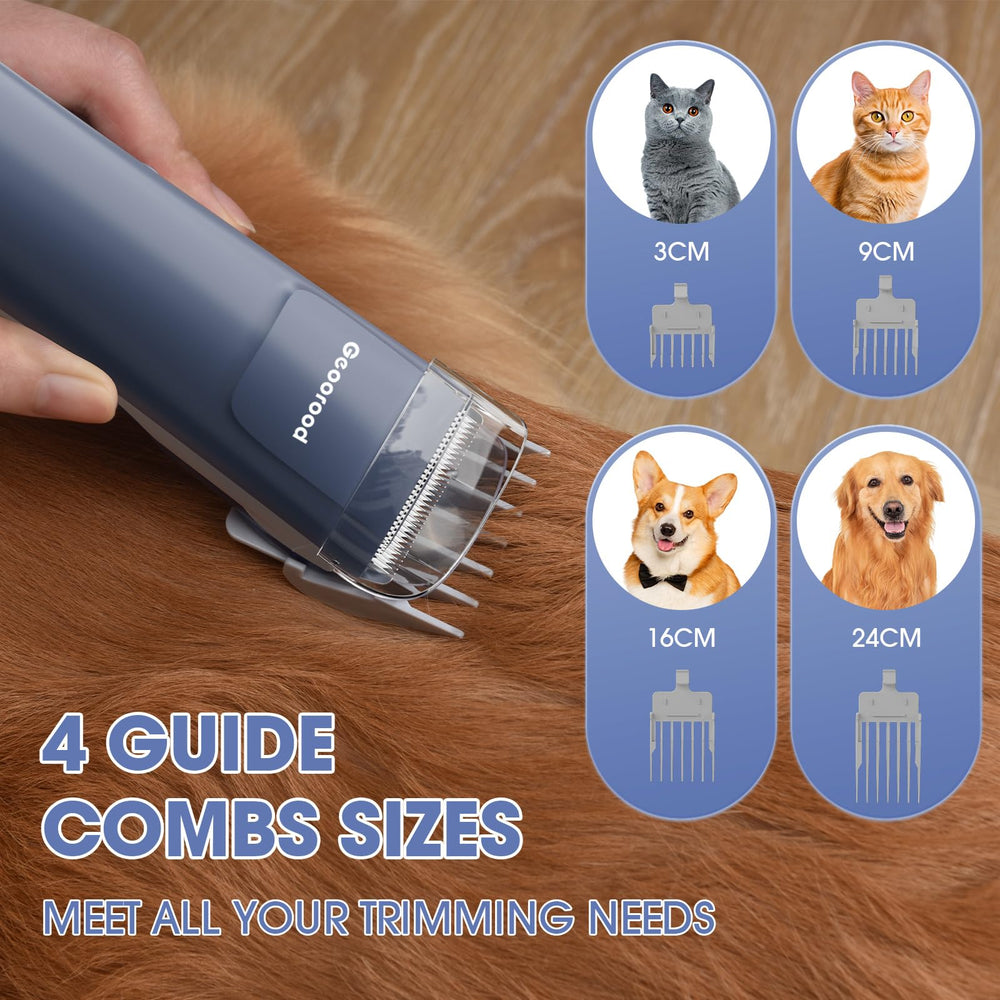 Geoorood dog grooming vacuum-dryer kit brush helps lift loose hair during sessions