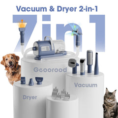 Geoorood dog grooming vacuum-dryer kit dust cup highlights easy fur disposal