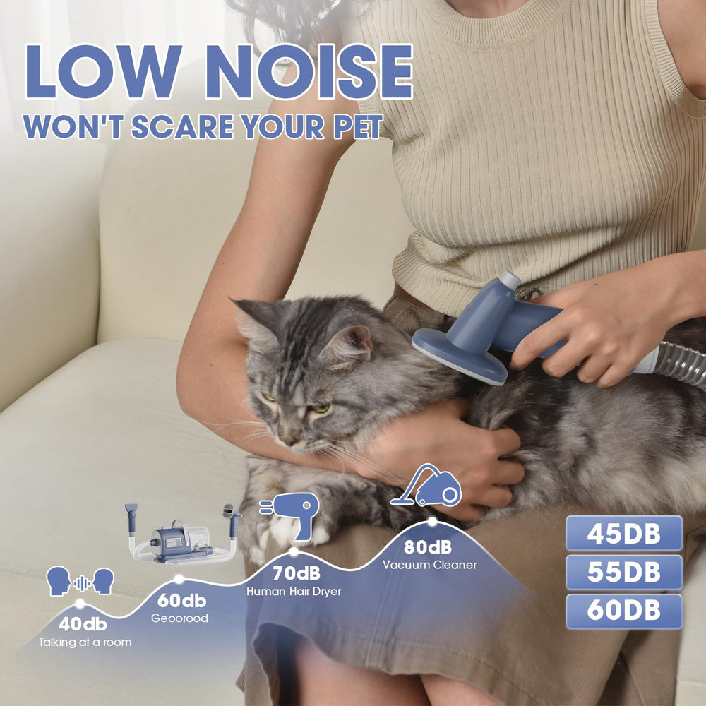 Geoorood dog grooming vacuum-dryer kit undercoat removal feature targets shedding areas