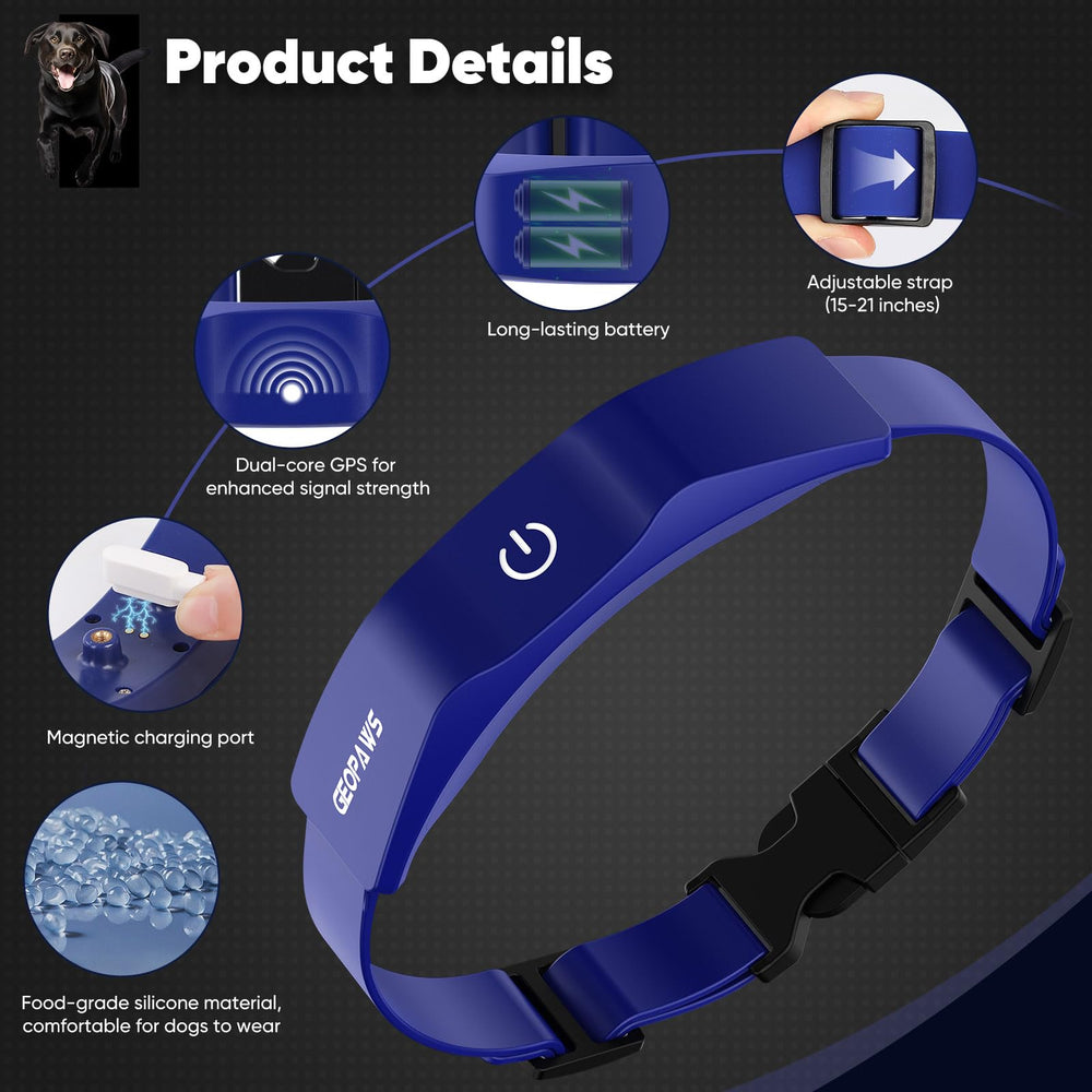 GeoPaws alarm options with light, sound, vibration, and shock settings