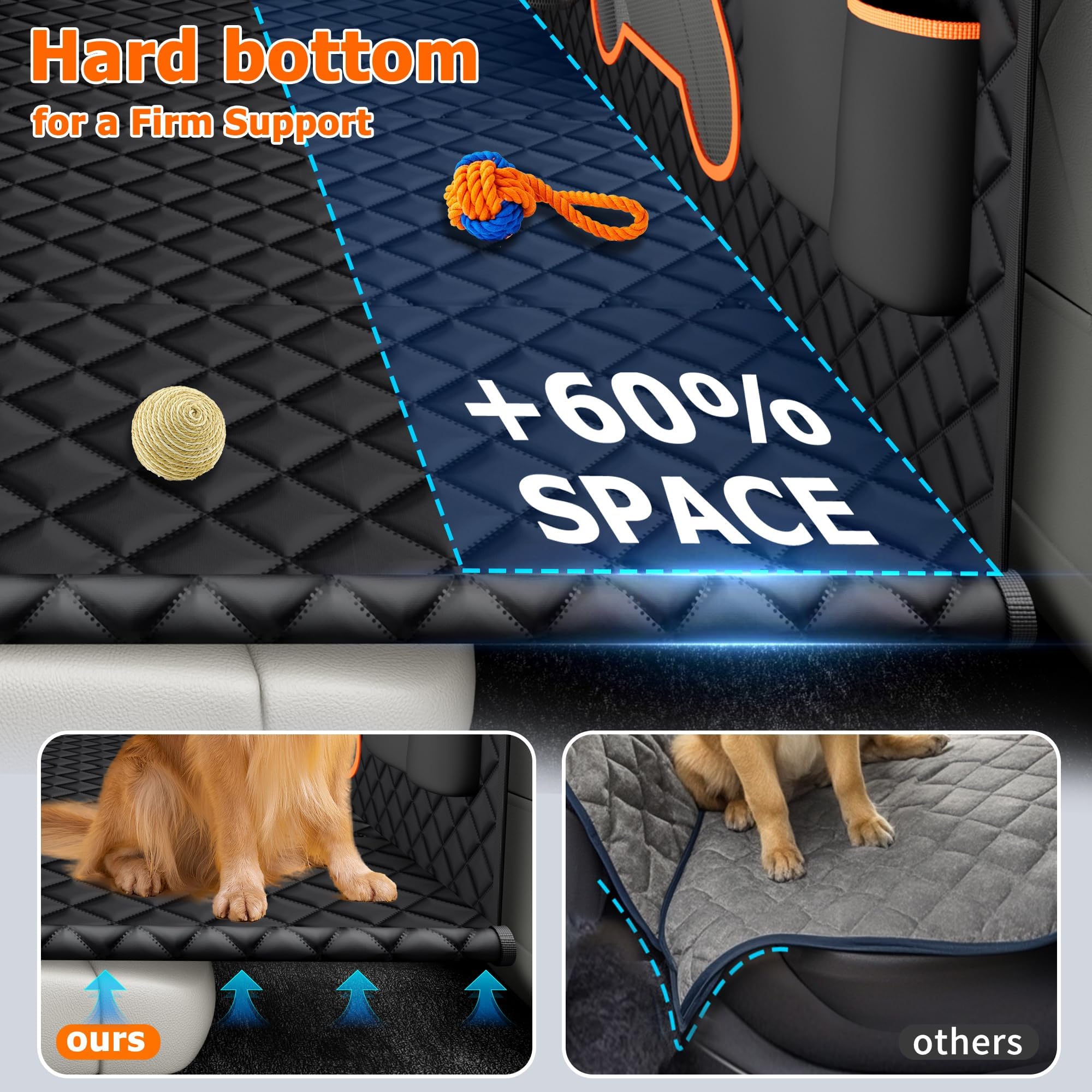 Geotick hard-bottom dog hammock back seat on vehicle