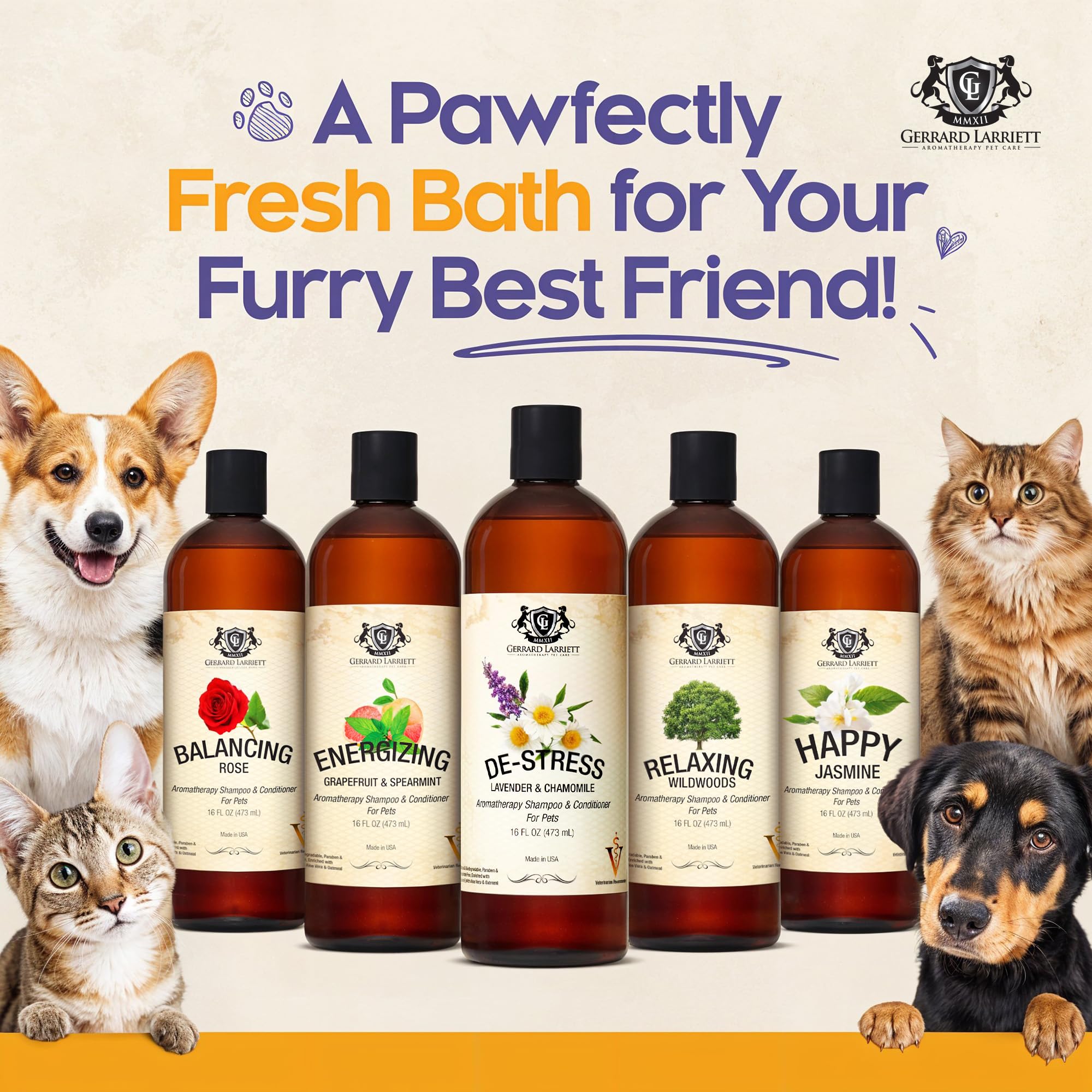 Gerrard Larriett deshedding shampoo aids detangling and reduces matting during grooming.