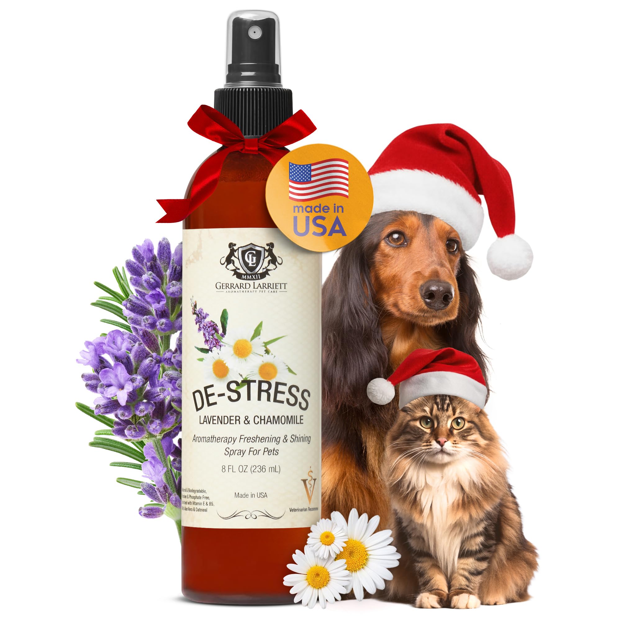 Gerrard Larriett Dog Perfume Spray Chamomile Lavender 8oz bottle for long-lasting freshness after baths
