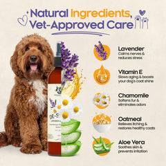 Gerrard Larriett Dog Perfume Spray close-up label highlighting natural ingredients and gentle formula