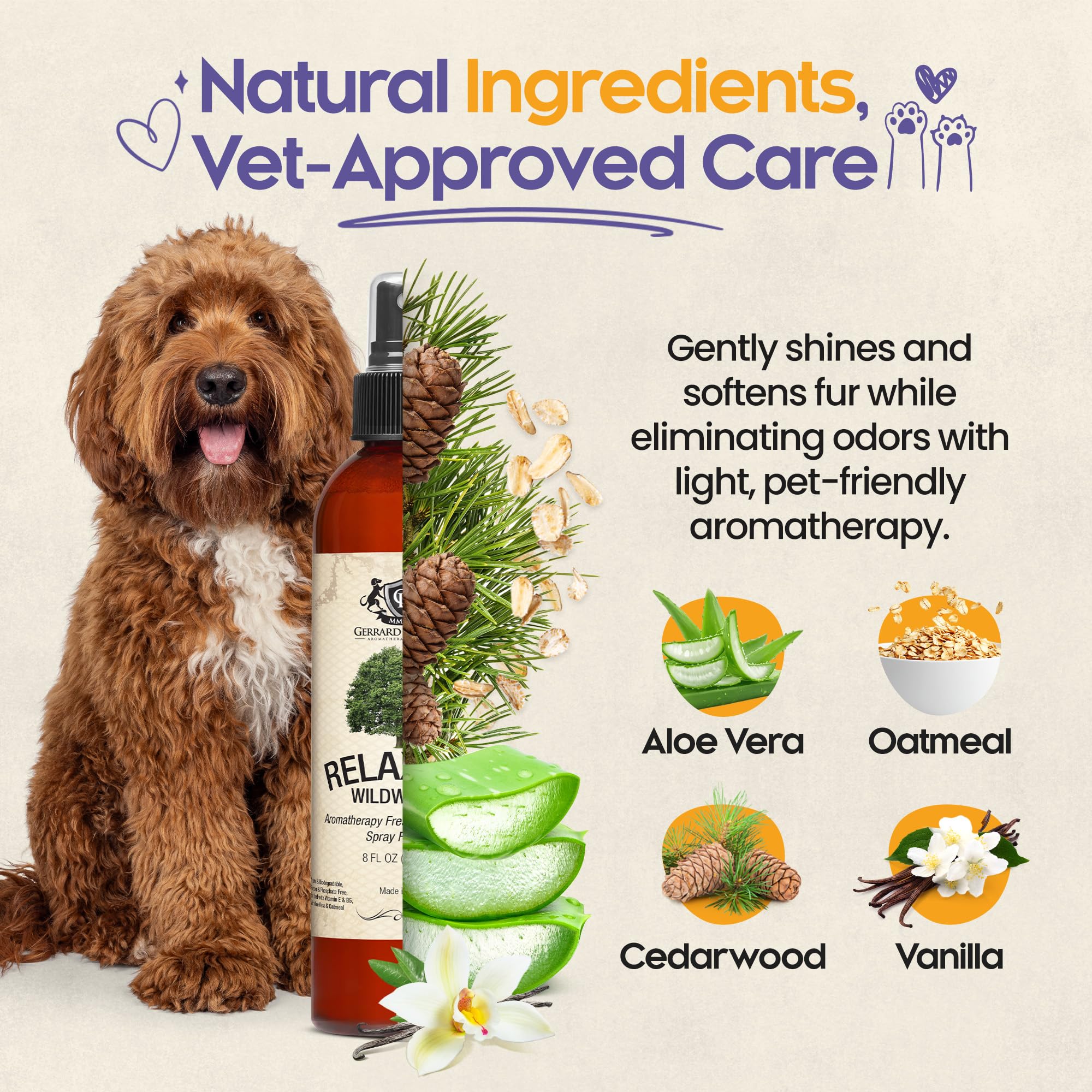 Gerrard Larriett Wildwoods spray after bath to enhance coat shine and freshness