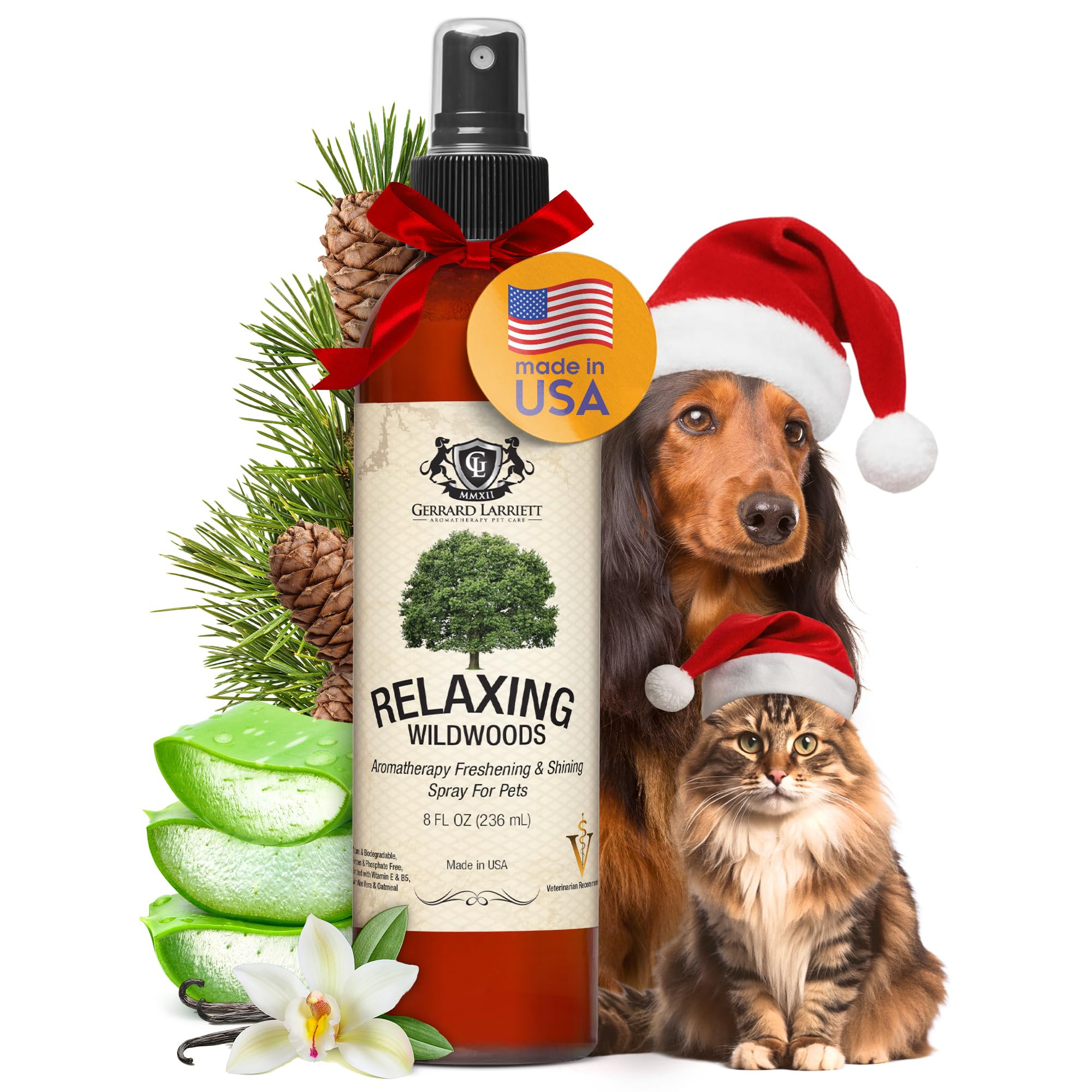 Gerrard Larriett Dog Perfume Wildwoods bottle close-up for long-lasting fresh scent after grooming
