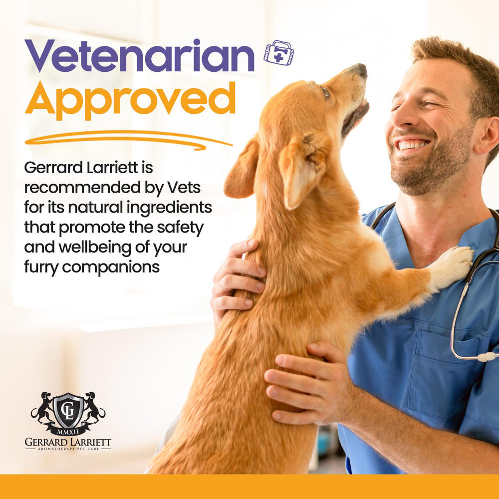 Gerrard Larriett Pet Care enzymatic cleaner bottle label close-up designed for pet odors and everyday use