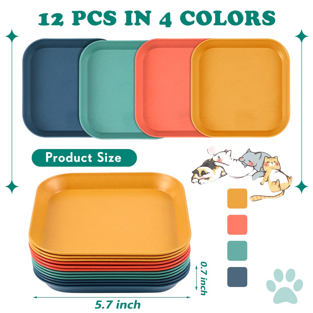 Gerrii beard-fatigue-cat-bowl orange, wide 6-inch square bowl for easy feeding