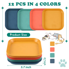Gerrii beard-fatigue-cat-bowl orange, wide 6-inch square bowl for easy feeding