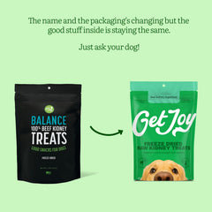 Get Joy 100% beef kidney label shows single-ingredient nutrition