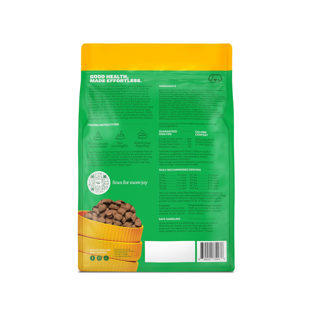 Get Joy Belly Biotics probiotic blend highlights gut health support.