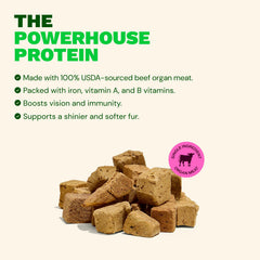 Get Joy single-ingredient organ bags highlight pure beef organs for protein snacking.
