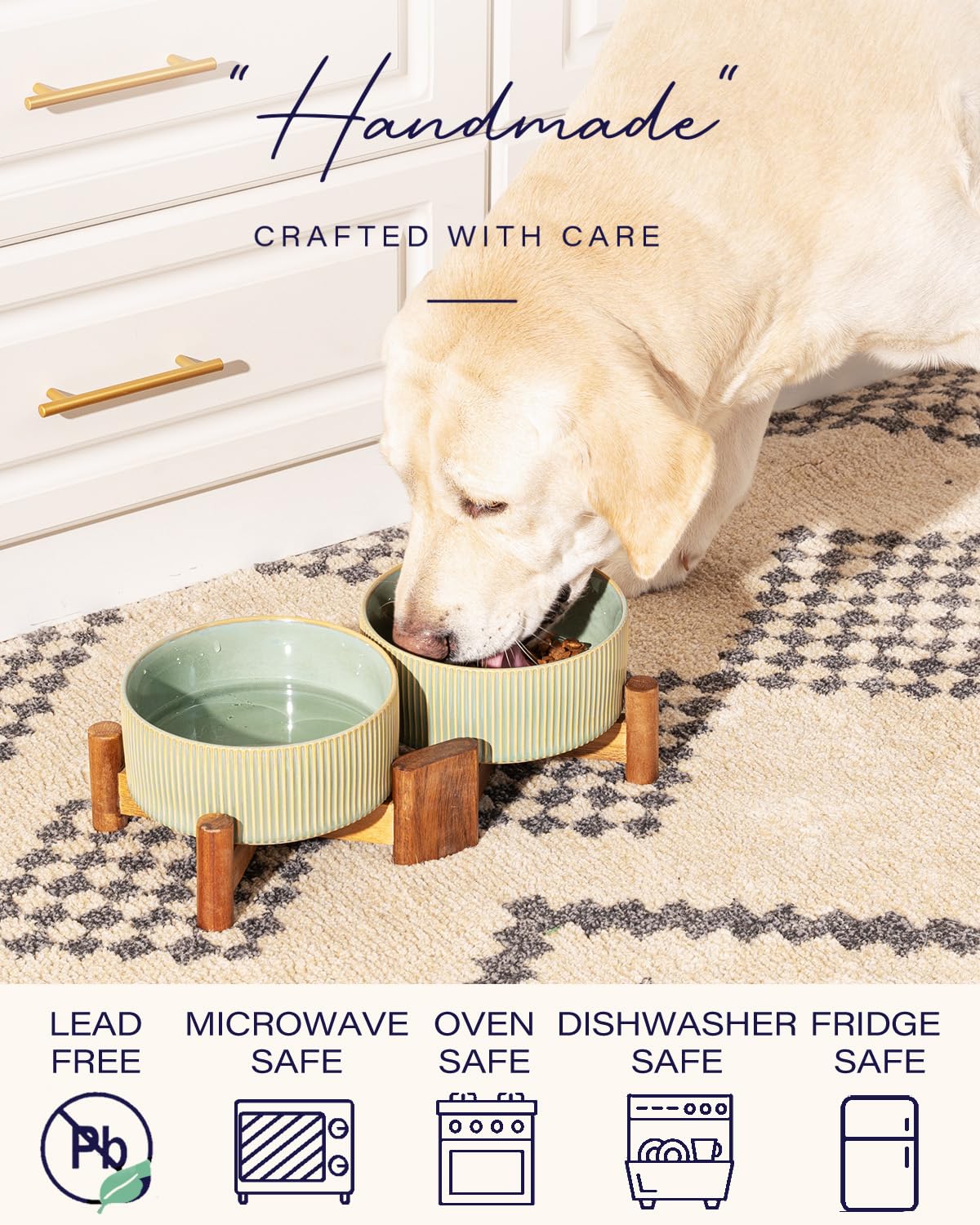 Getstar vintage green ceramic bowls add color to pet dining area