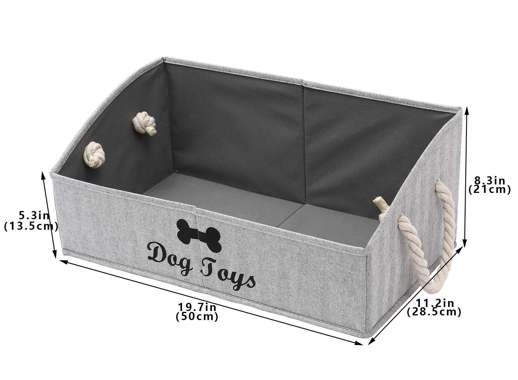 Geyecete striped gray dog storage bin beige finish complements decor.