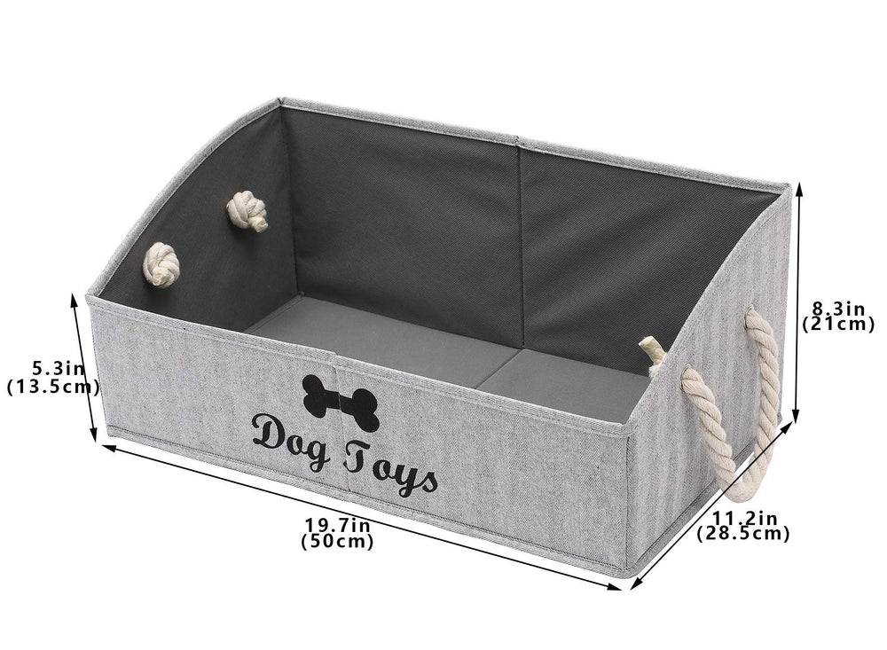 Geyecete striped gray dog storage bin beige finish complements decor.