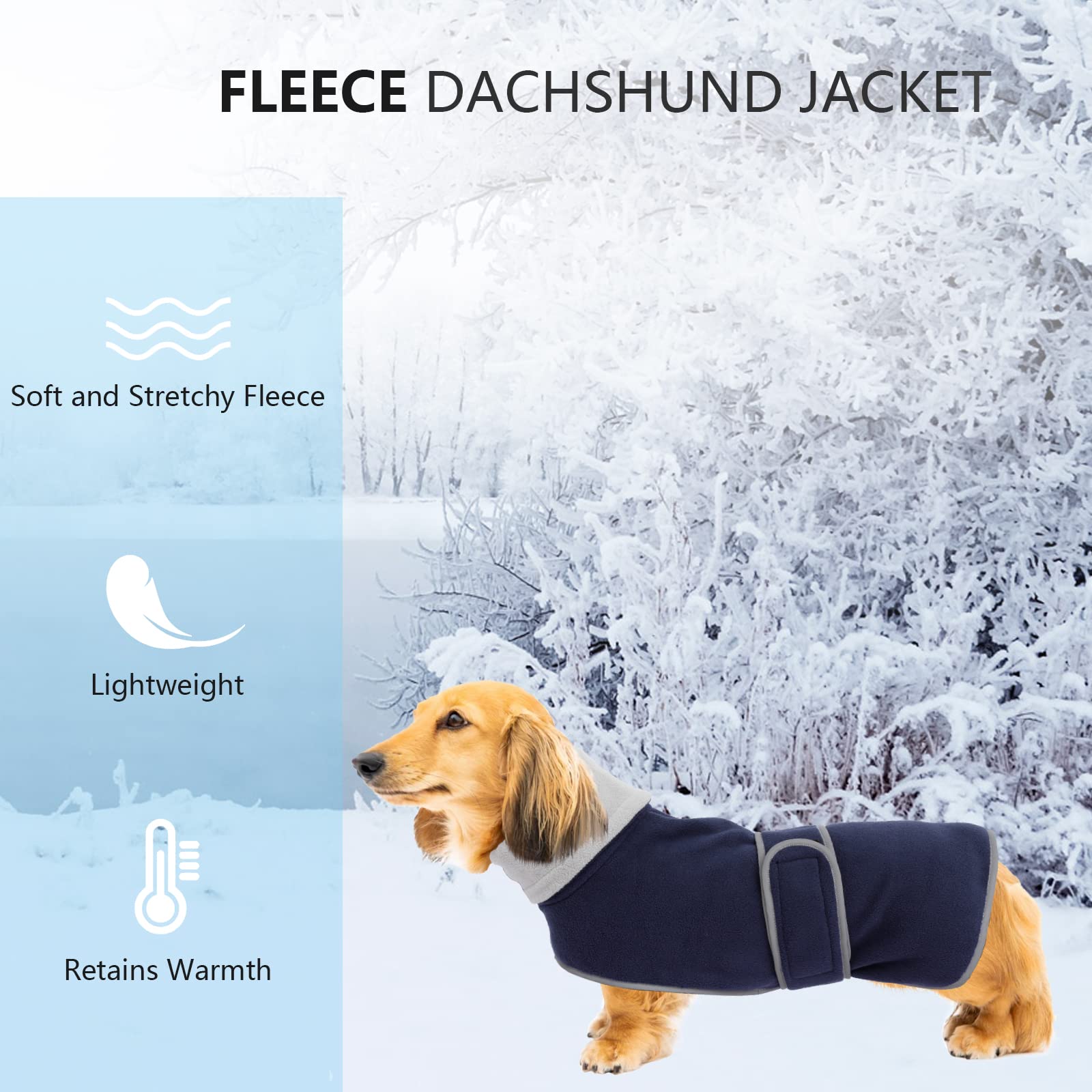 Geyecete dachshund coat warm fleece lining delivers plush insulation.