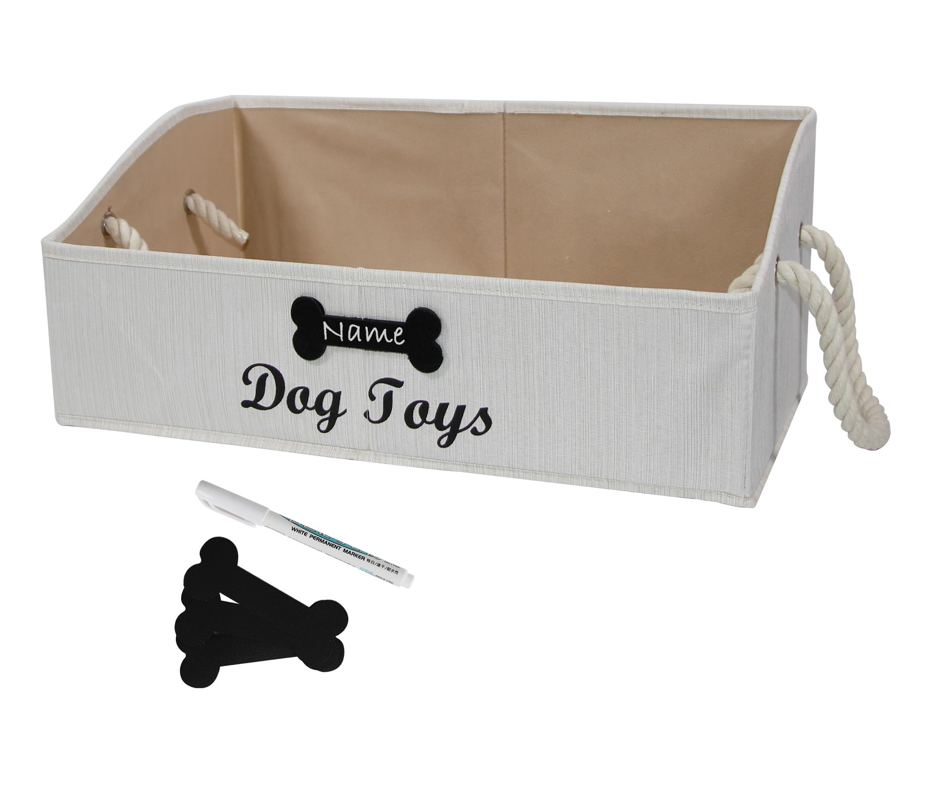 Geyecete dog toy bin beige foldable design showcases organized storage
