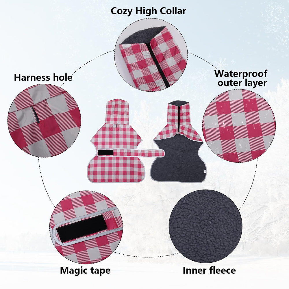 Geyecete greyhound coat back view highlights reflective fabric for safety.