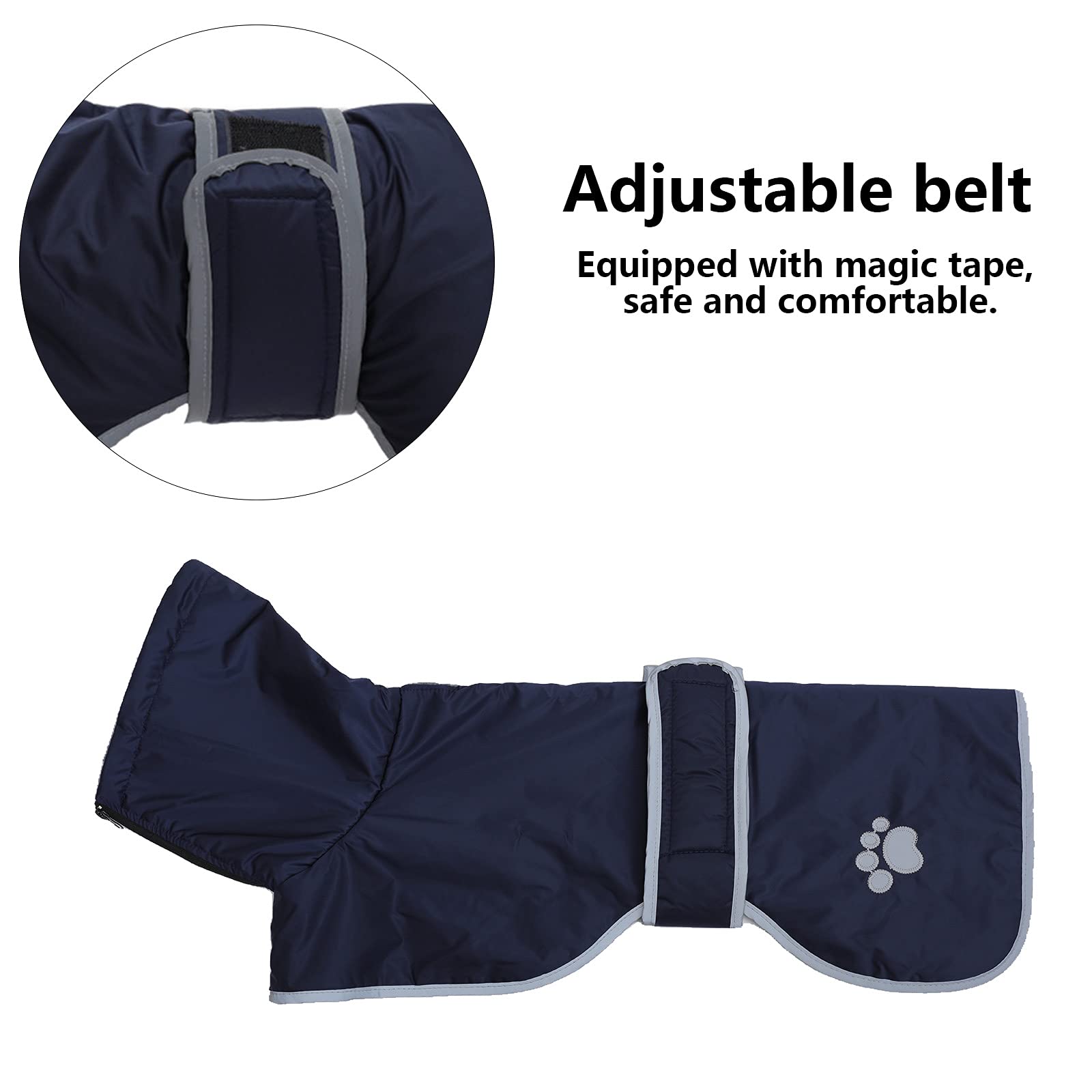 Geyecete greyhound raincoat with reflective fabric for night visibility.