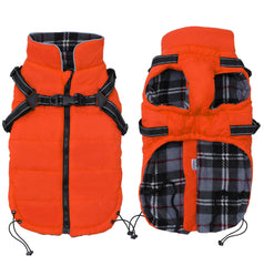 Geyecete Winter Warm Coat with harness traction belt aids easy control during walks