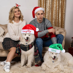 Geyoga two-pets Santa hats paired for coordinated photos