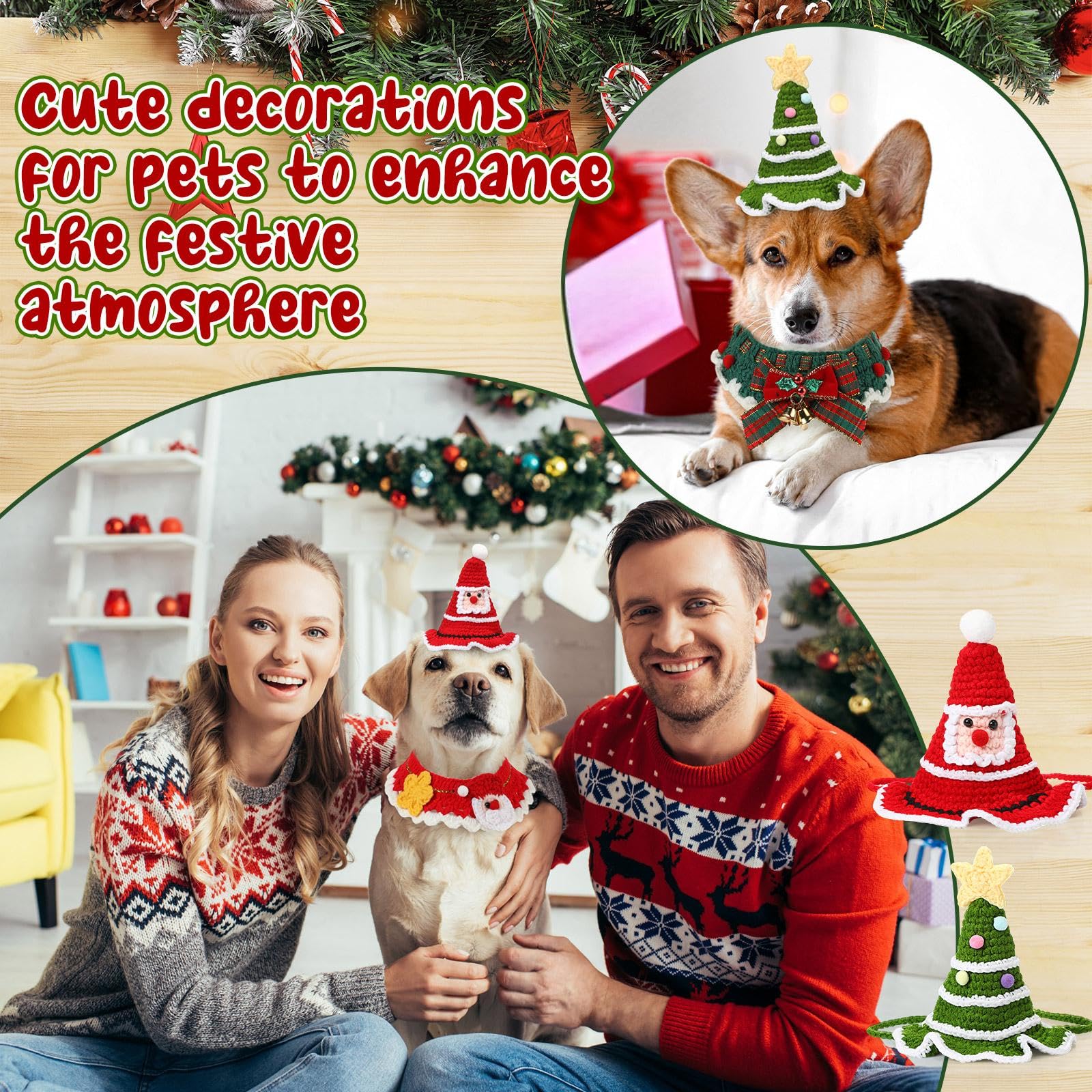 Geyoga red and green knit design enhances holiday ambiance in pictures.