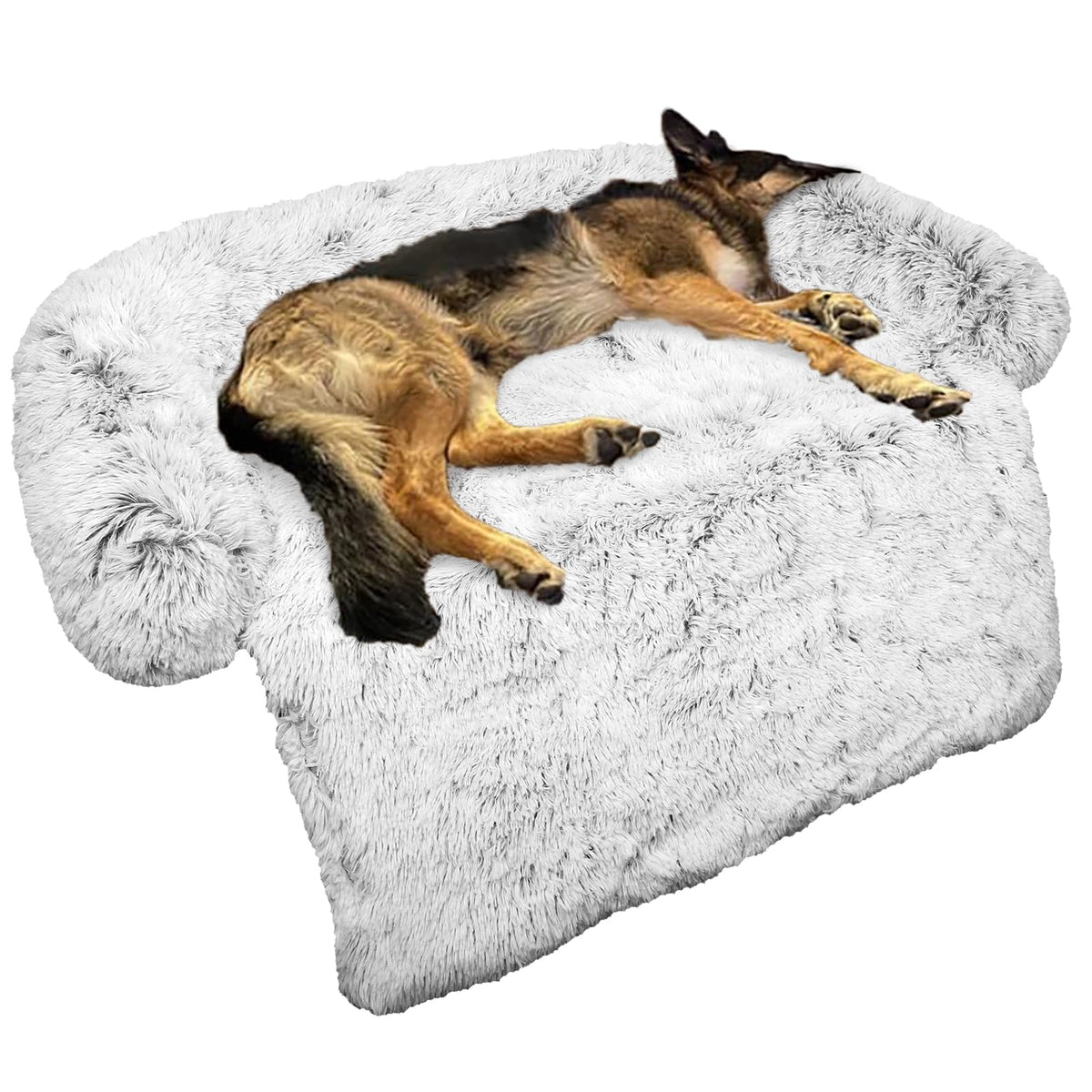 GGIB Calming Dog Bed with curved design offers neck support for pets.