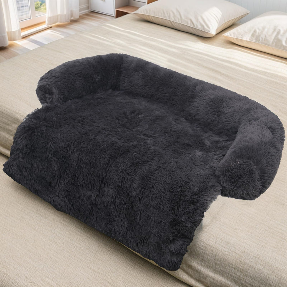 GGIB Calming Dog Bed shown on sofa for pet-friendly furniture protection.