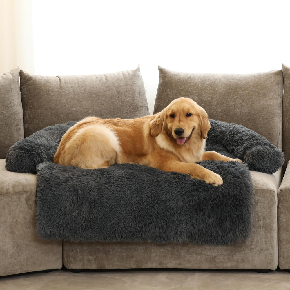 GGIB calming dog bed plush fabric closeup for luxurious comfort during naps.