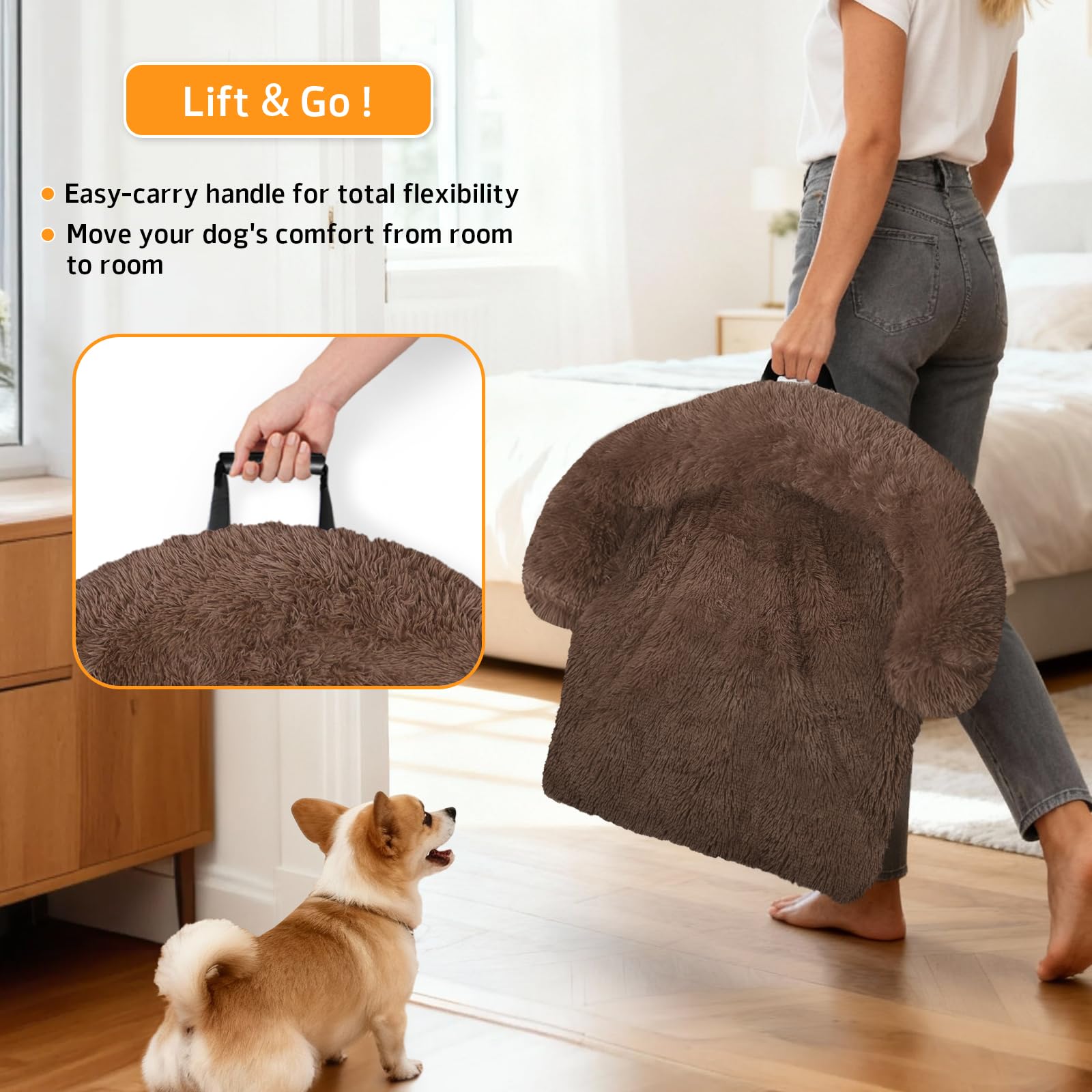 GGIB calming dog bed raised edges cradle head and neck.