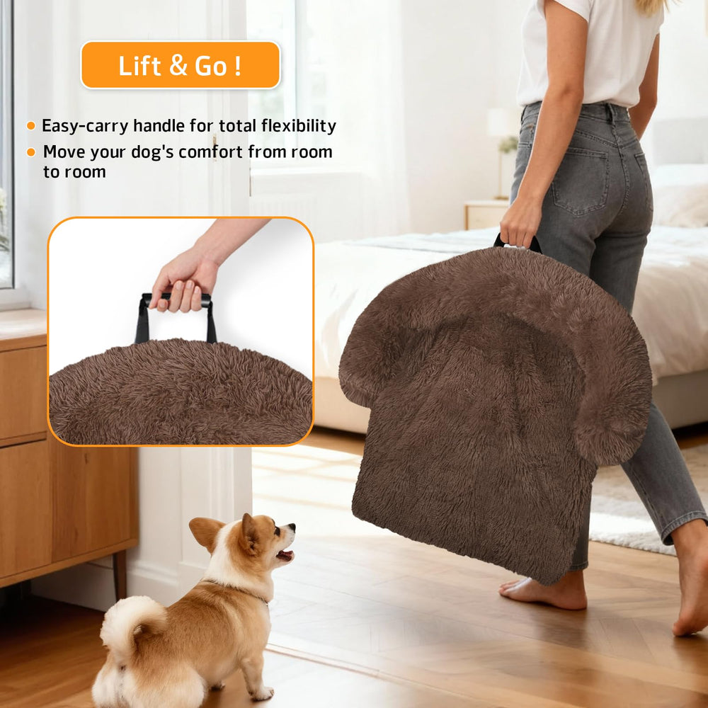 GGIB calming dog bed raised edges cradle head and neck.