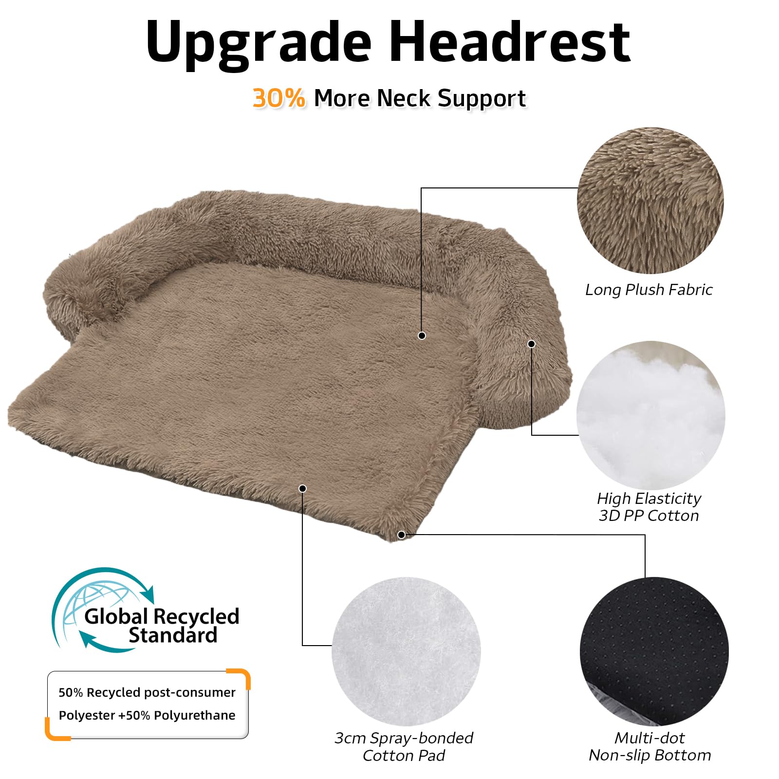 GGIB Calming Dog Bed removable cover close-up showing zipper for easy washing.