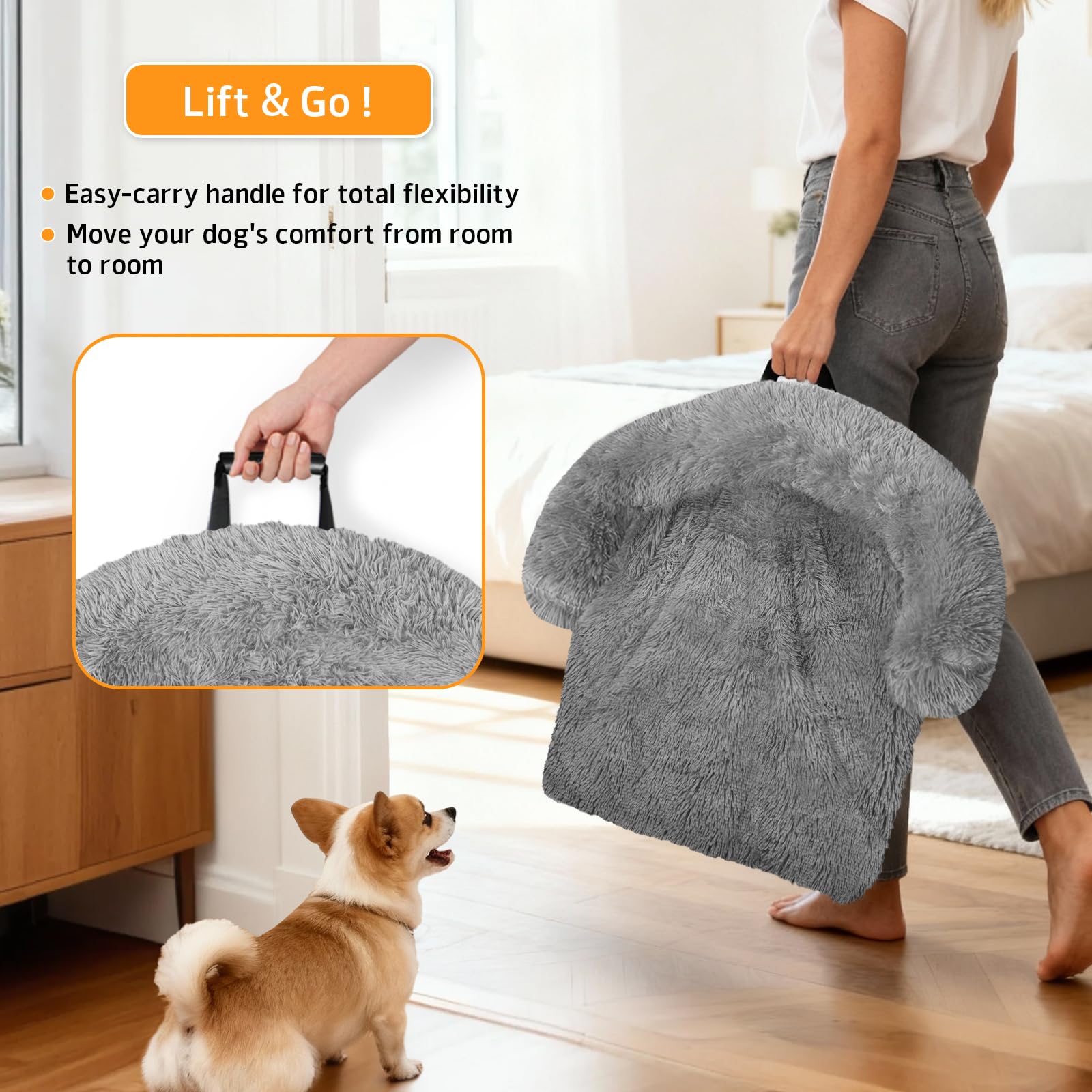 GGIB Calming Dog Bed removable washable cover for easy cleaning.